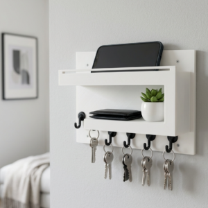 Portallaves de pared moderno y mini estante