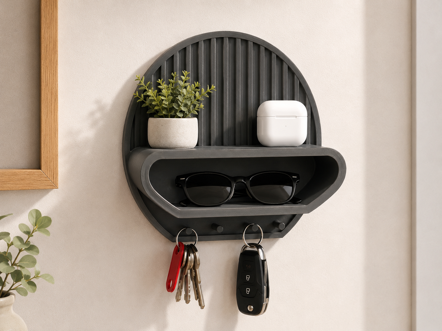Portallaves de pared con estante para anteojos